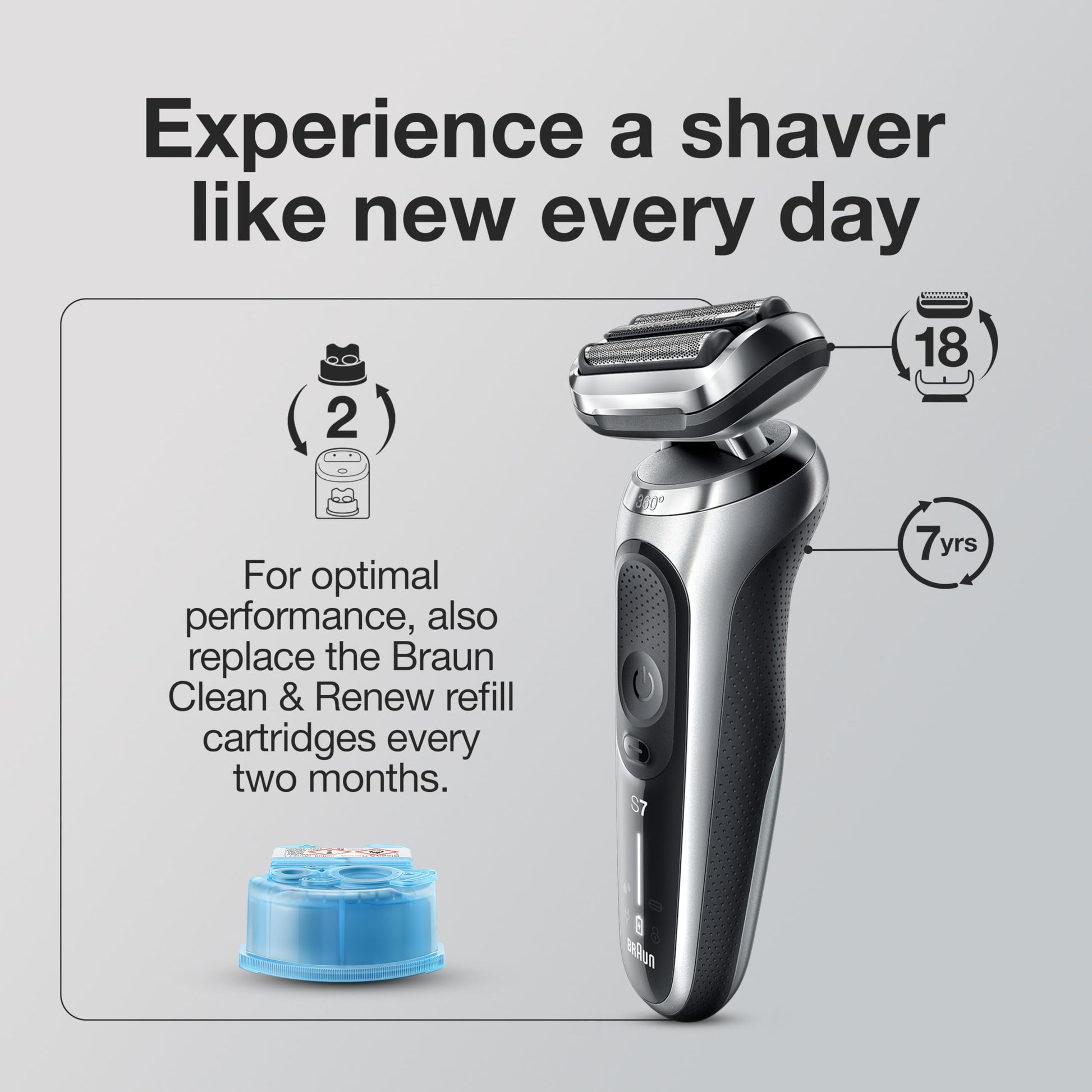 Braun EasyClick Cleansing Brush Attachment for Series 5, 6 and 7 Electric Razors, Replacement Brush Head - close-up detail
