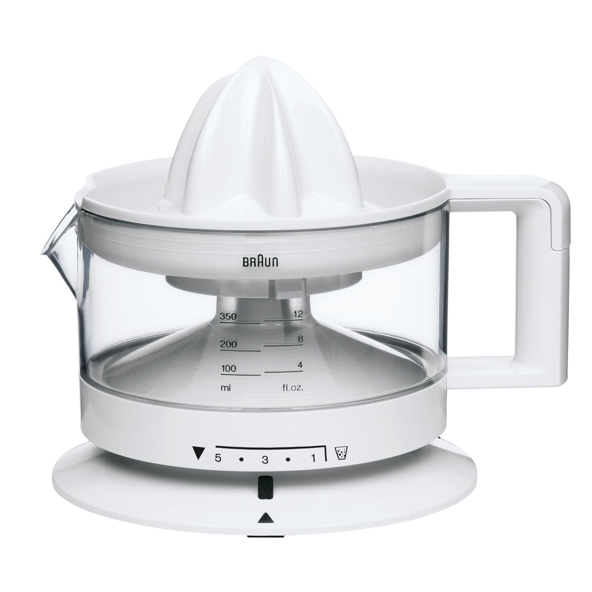 Braun Electric Citrus Juicer, 20 Watt, Adjustable Pulp Control, Auto Start Stop, Dishwasher Safe