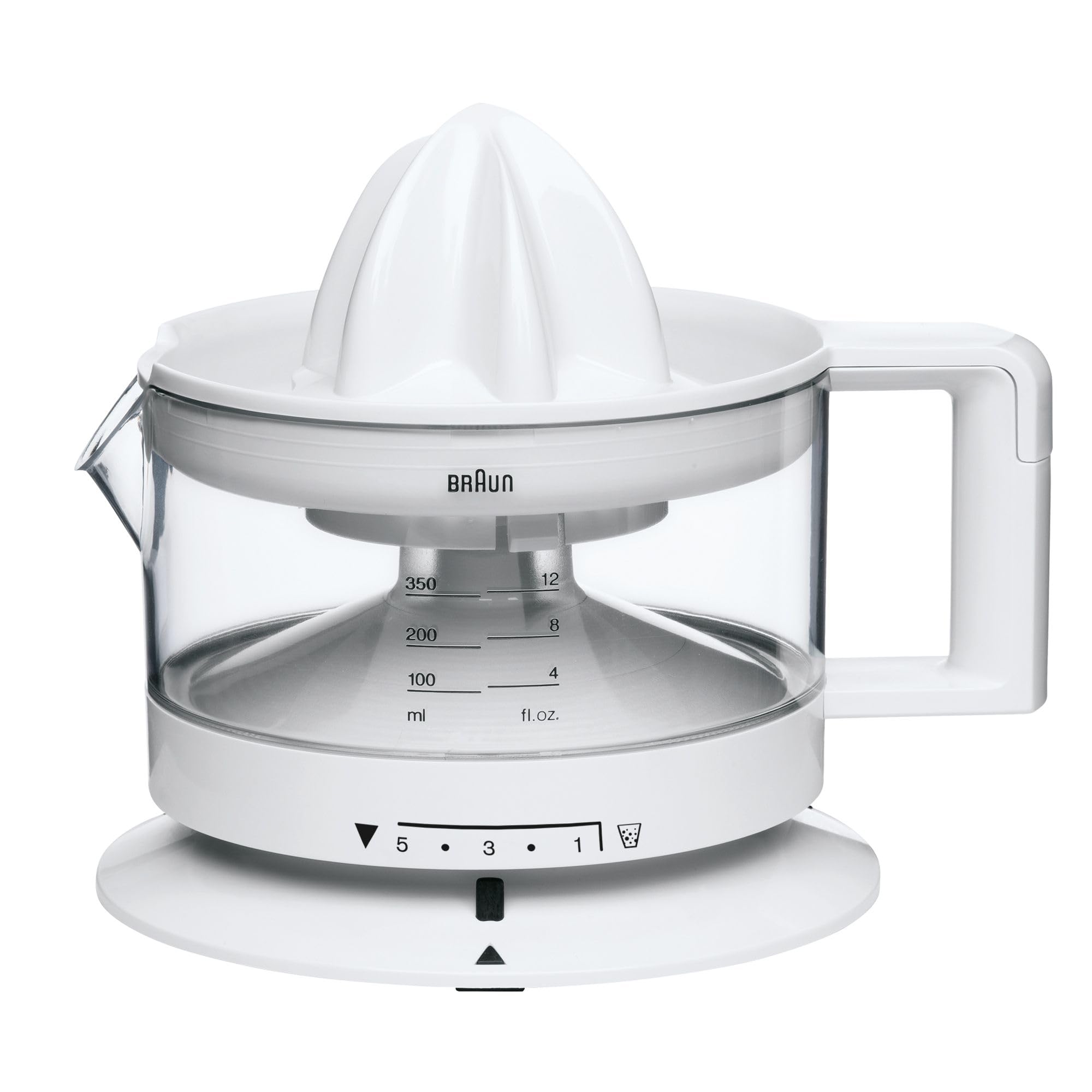 Braun Electric Citrus Juicer, 20 Watt, Adjustable Pulp Control, Auto Start Stop, Dishwasher Safe