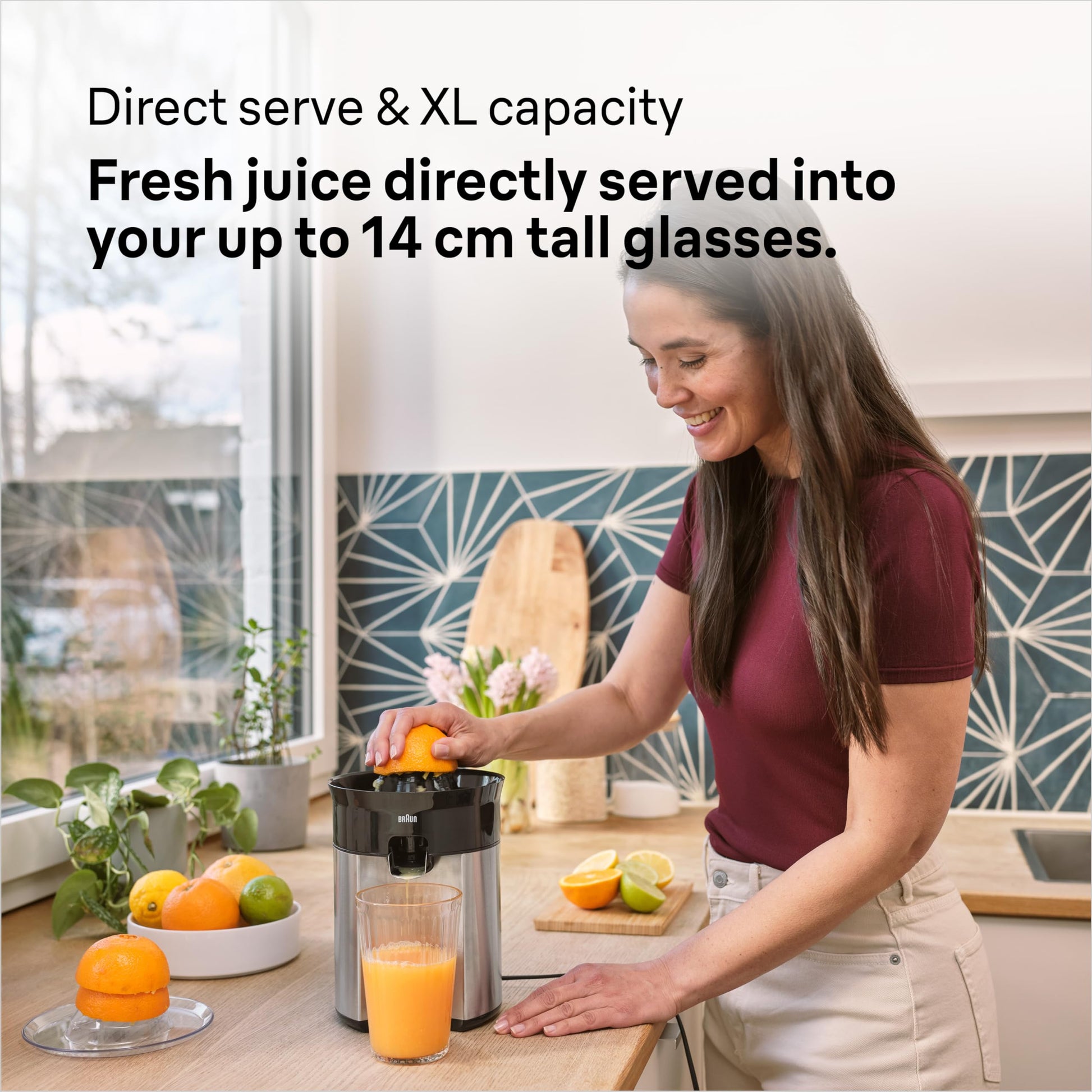 Braun Electric Citrus Juicer, 20 Watt, Adjustable Pulp Control, Auto Start Stop, Dishwasher Safe - label detail (19)