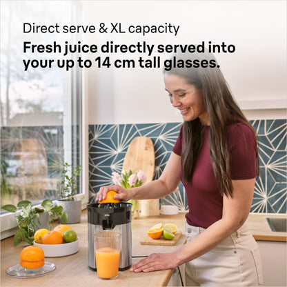 Braun Electric Citrus Juicer, 20 Watt, Adjustable Pulp Control, Auto Start Stop, Dishwasher Safe - label detail (19)