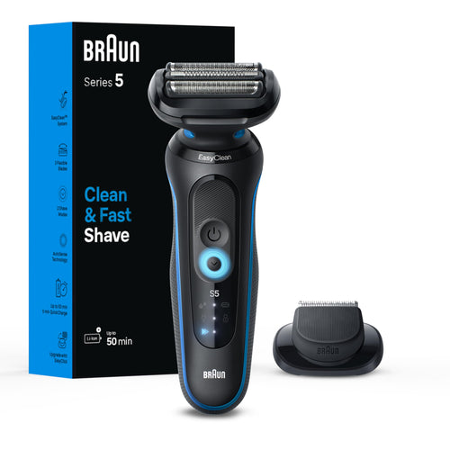 Braun Electric Shaver for Men, Series 5 5118s, Waterproof, Wet & Dry Shave, Turbo Shaving Mode, Foil Shaver with Precision Tr