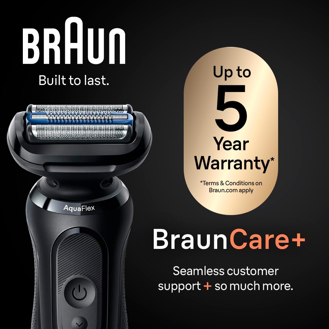 Braun Electric Shaver for Men, Series 5 5118s, Waterproof, Wet & Dry Shave, Turbo Shaving Mode, Foil Shaver with Precision Tr