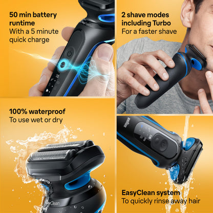Braun Electric Shaver for Men, Series 5 5118s, Waterproof, Wet & Dry Shave, Turbo Shaving Mode, Foil Shaver with Precision Tr