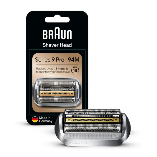 Braun Electric Shaver Head Replacement Part 94M, Compatible with Series 9 Pro and Series 9, Stainless Steel, Silver