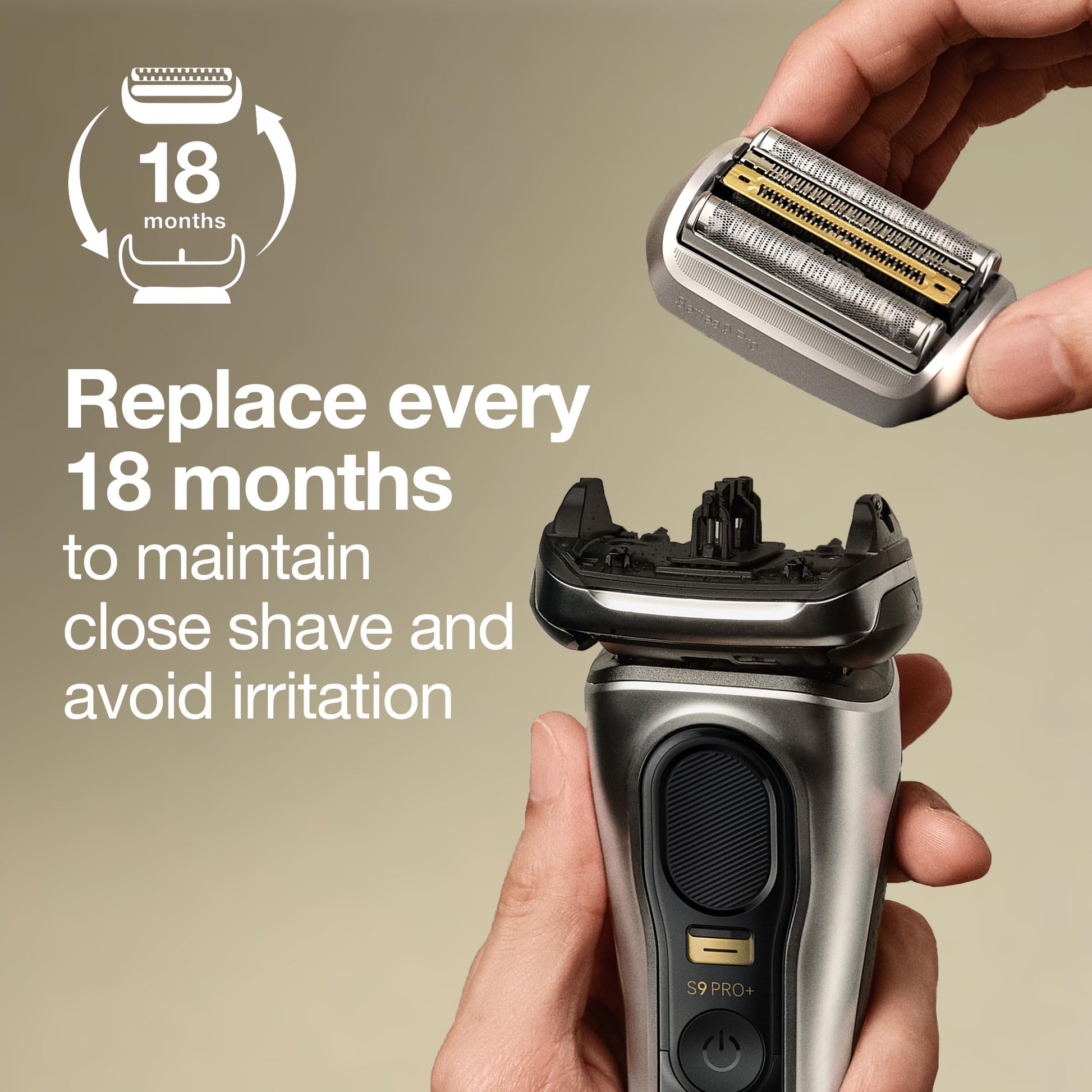 Braun Electric Shaver Head Replacement Part 94M, Compatible with Series 9 Pro and Series 9, Stainless Steel, Silver - back vi