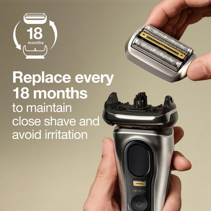 Braun Electric Shaver Head Replacement Part 94M, Compatible with Series 9 Pro and Series 9, Stainless Steel, Silver - back vi