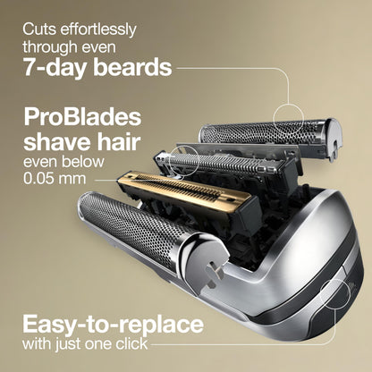 Braun Electric Shaver Head Replacement Part 94M, Compatible with Series 9 Pro and Series 9, Stainless Steel, Silver - packagi