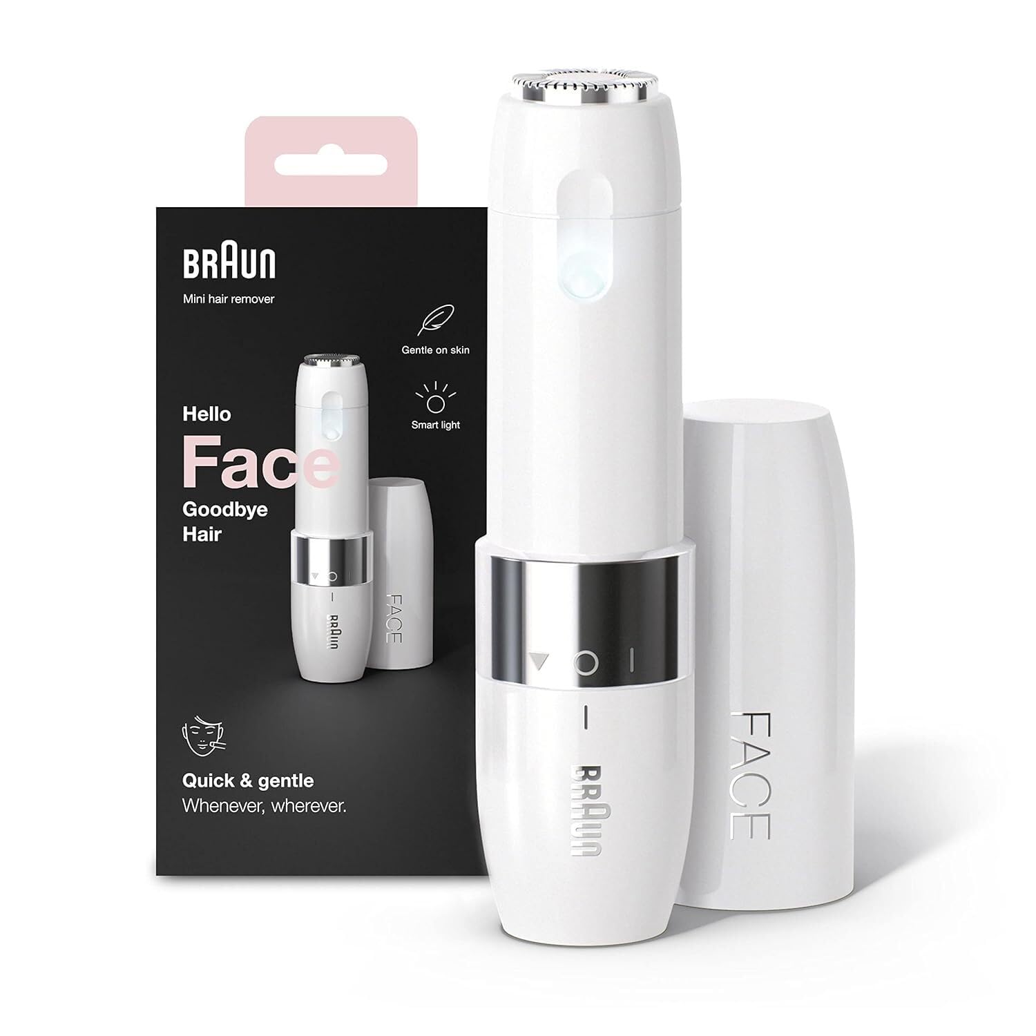 Braun Face Mini Hair Remover FS1000, Electric Facial Hair Remover for Women, with Smartlight, for Upper Lips Chin Cheeks Peac