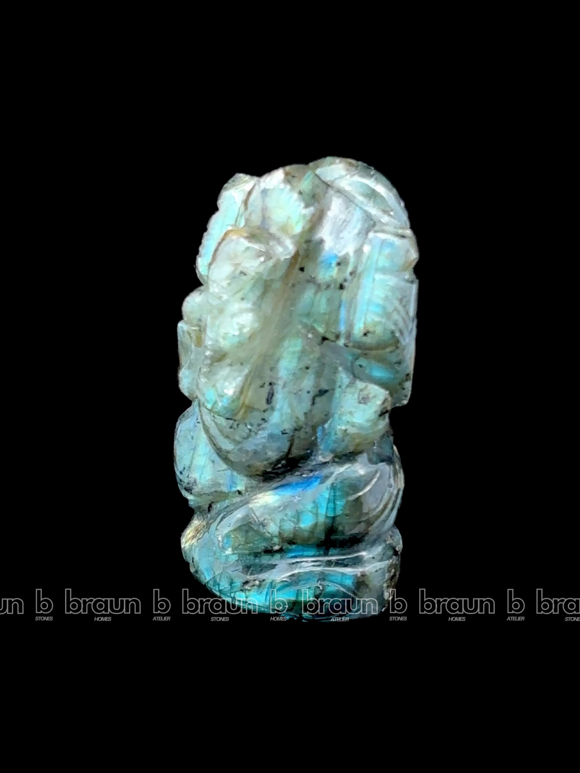 braun HOMES Crystal Ganesha Statue Figurine, 2-Inch, 200g, Natural Crystal, Home Decor Idol - front view (18)