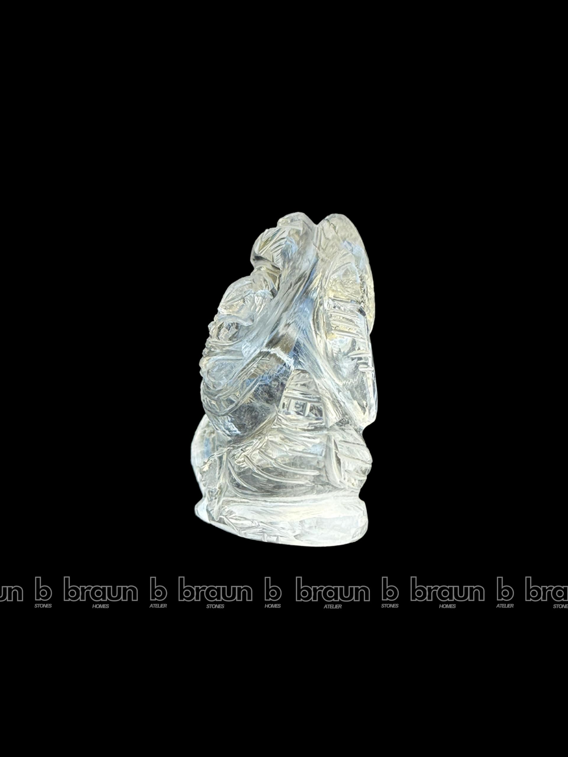 braun HOMES Crystal Ganesha Statue Figurine, 2-Inch, 200g, Natural Crystal, Home Decor Idol