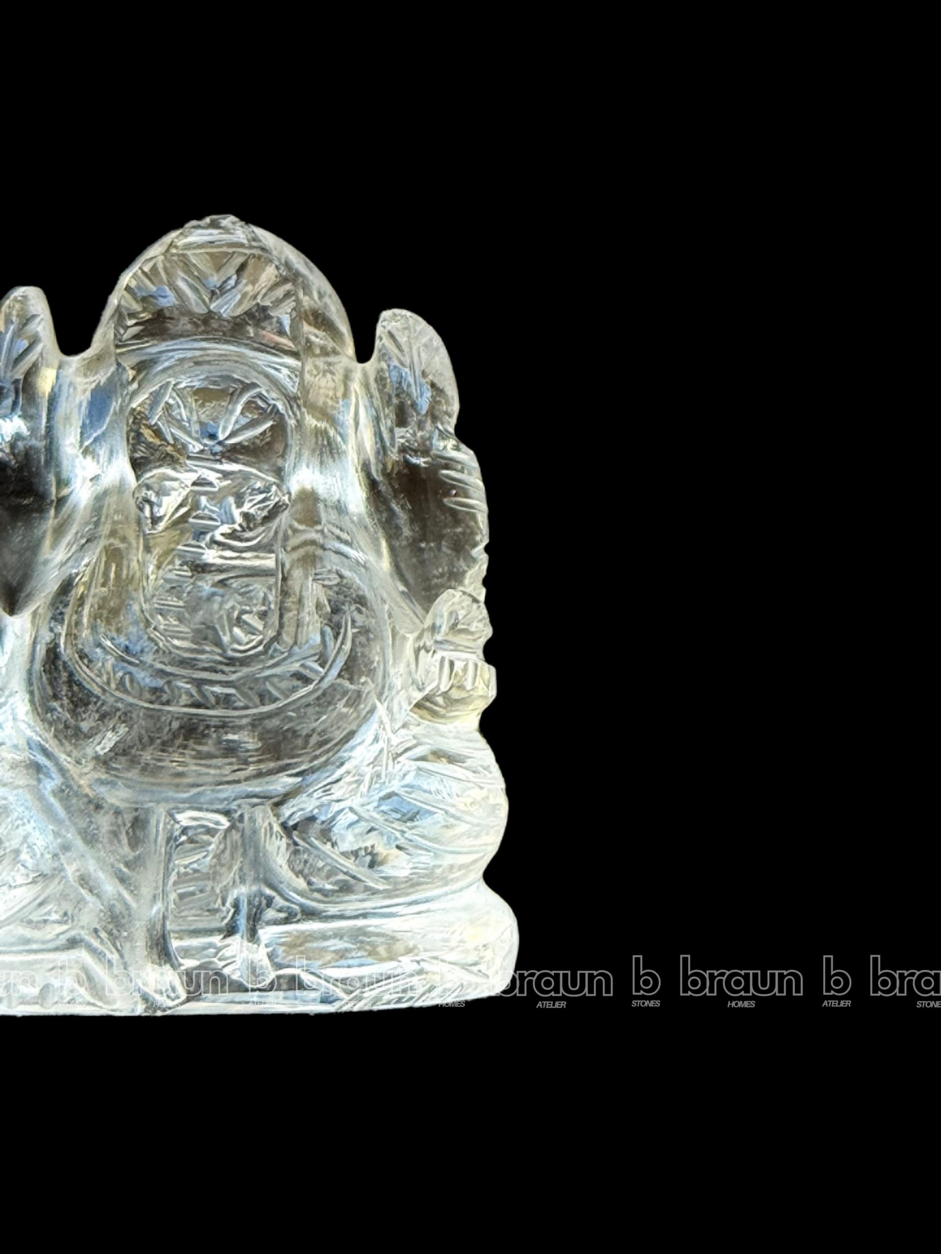 braun HOMES Crystal Ganesha Statue Figurine, 2-Inch, 200g, Natural Crystal, Home Decor Idol - back view