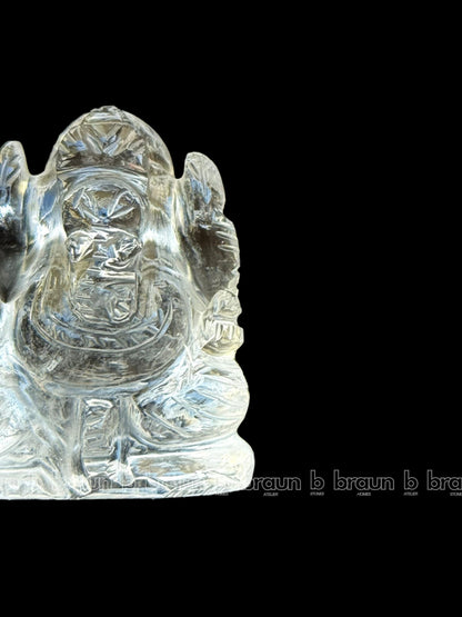 braun HOMES Crystal Ganesha Statue Figurine, 2-Inch, 200g, Natural Crystal, Home Decor Idol - back view