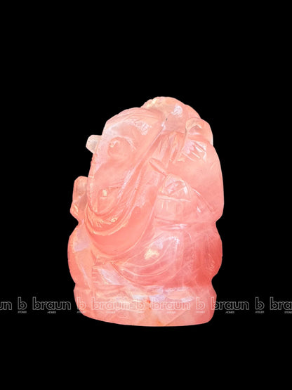 braun HOMES Crystal Ganesha Statue Figurine, 2-Inch, 200g, Natural Crystal, Home Decor Idol - front view (41)