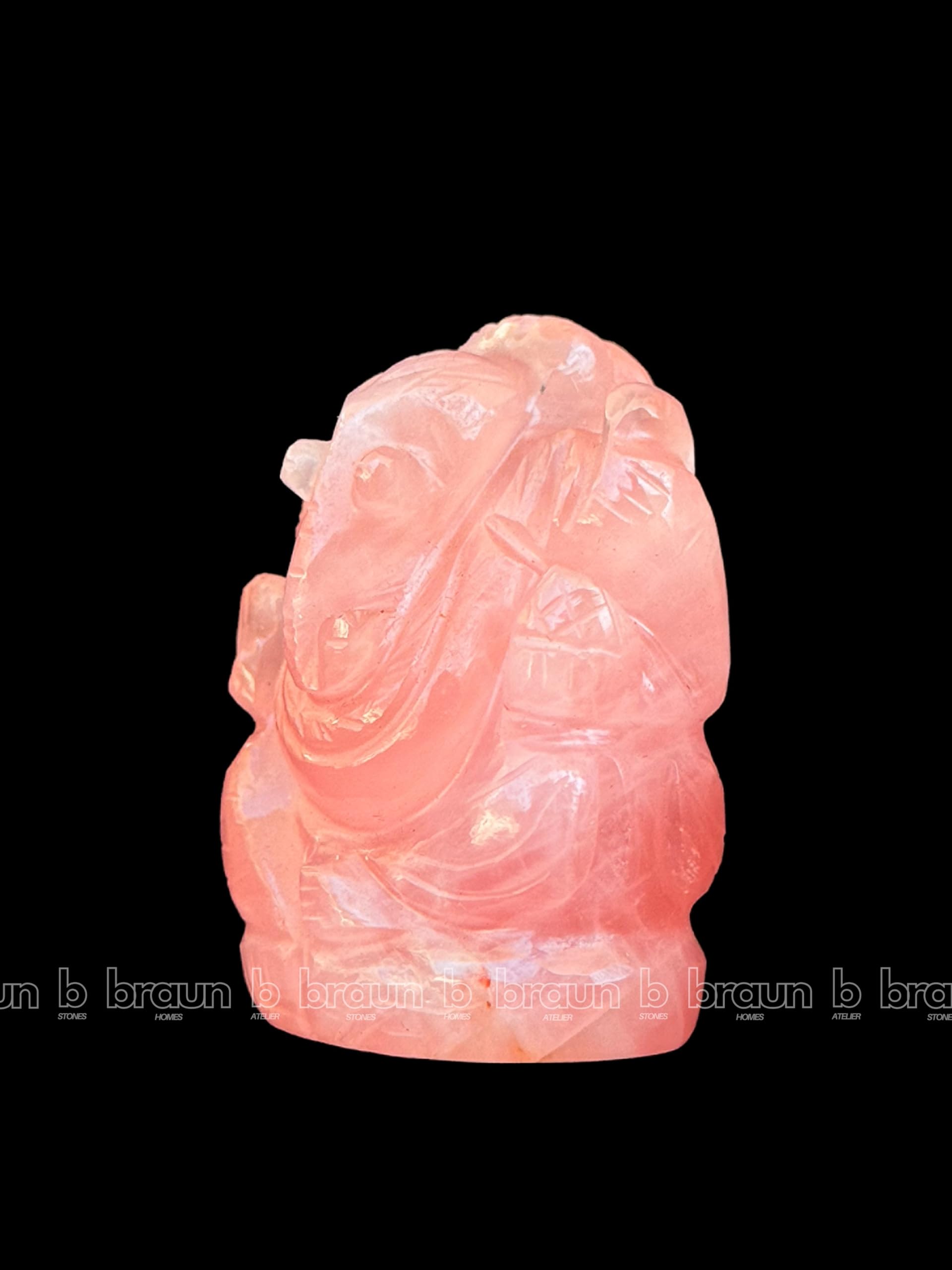 braun HOMES Crystal Ganesha Statue Figurine, 2-Inch, 200g, Natural Crystal, Home Decor Idol - front view (41)