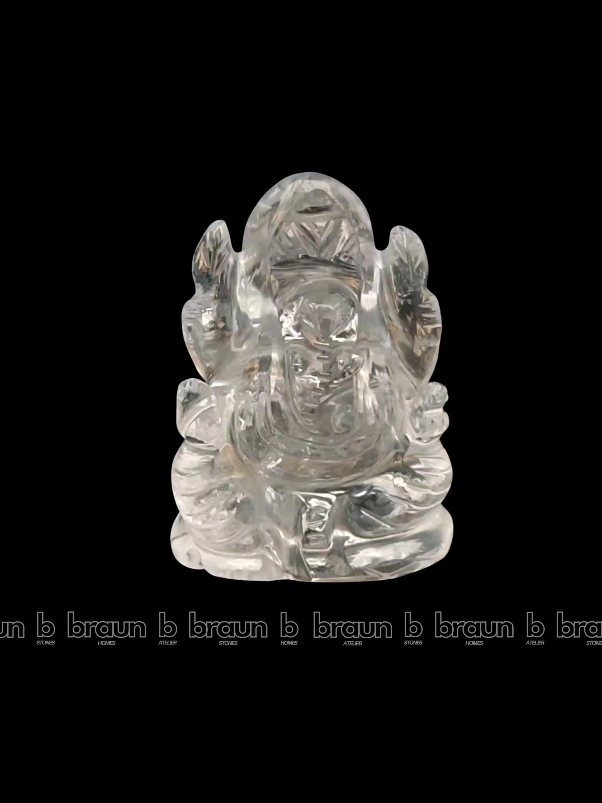 braun HOMES Crystal Ganesha Statue Figurine, 2-Inch, 200g, Natural Crystal, Home Decor Idol - packaging