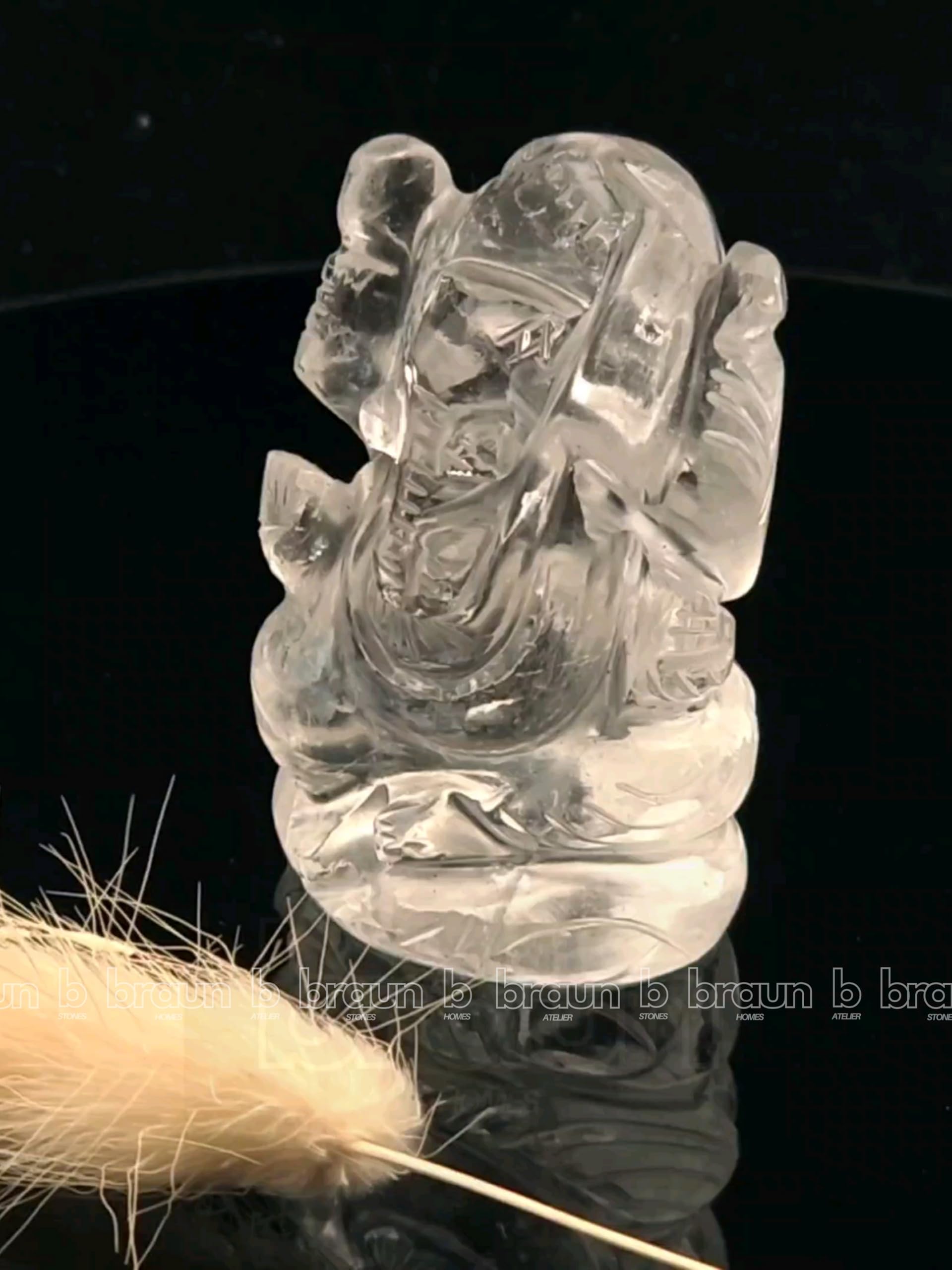 braun HOMES Crystal Ganesha Statue Figurine, 2-Inch, 200g, Natural Crystal, Home Decor Idol - label detail