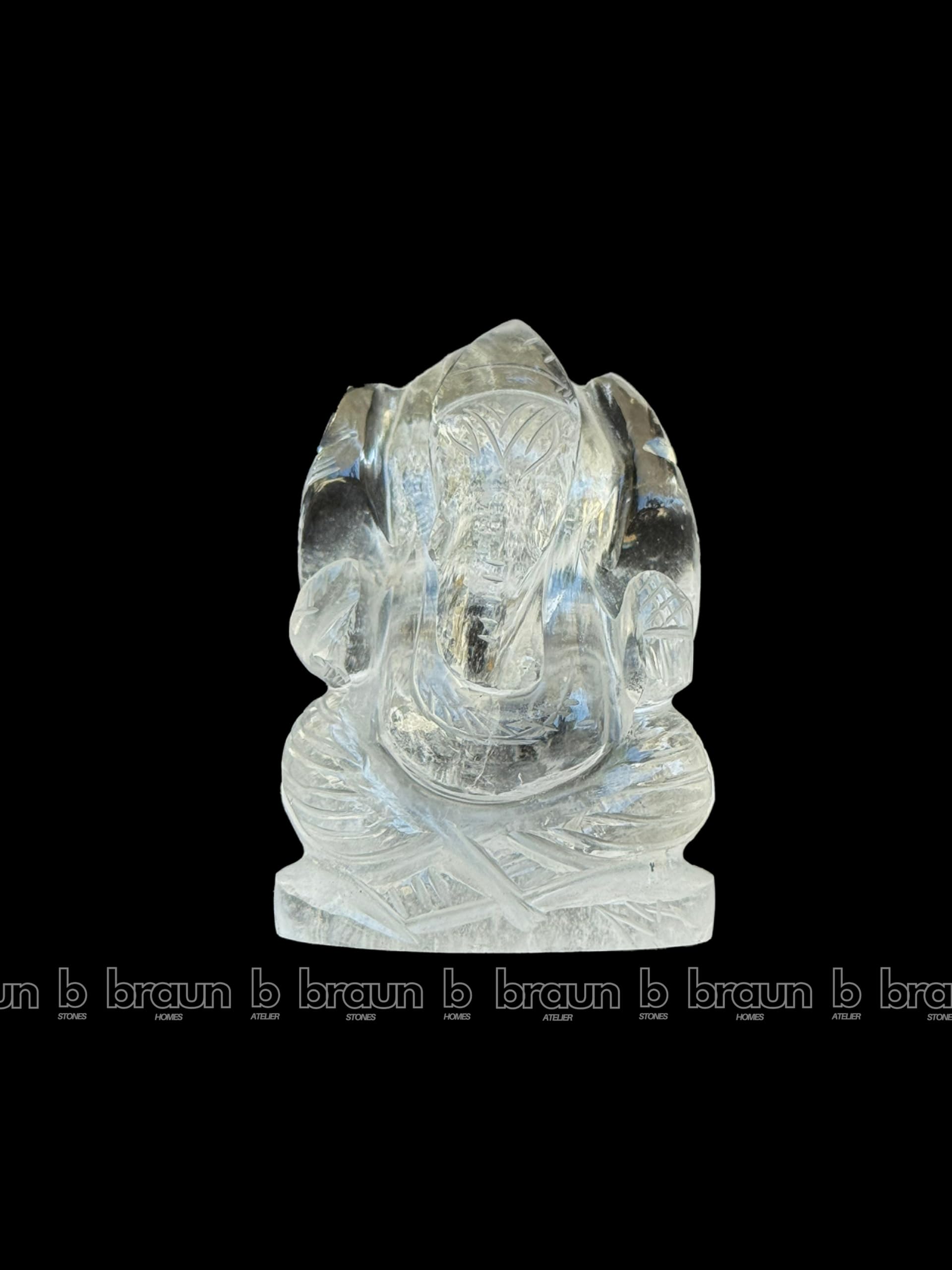 braun HOMES Crystal Ganesha Statue Figurine, 2-Inch, 200g, Natural Crystal, Home Decor Idol - size and scale