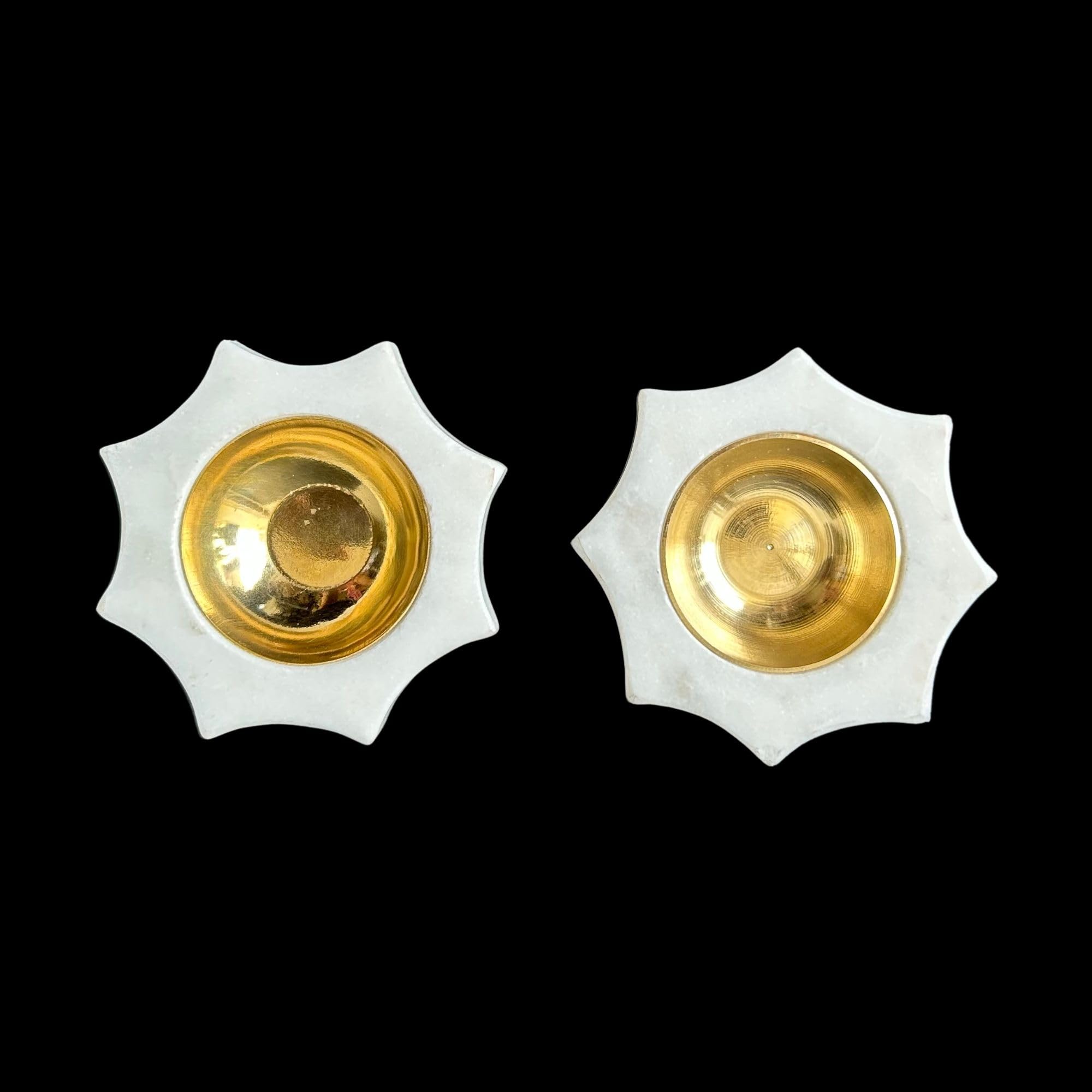 BRAUN HOMES Handcrafted Marble and Brass Diya for Diwali Gifting | Pooja Diya for Home Mandir Temple & Festival Diwali Decor 