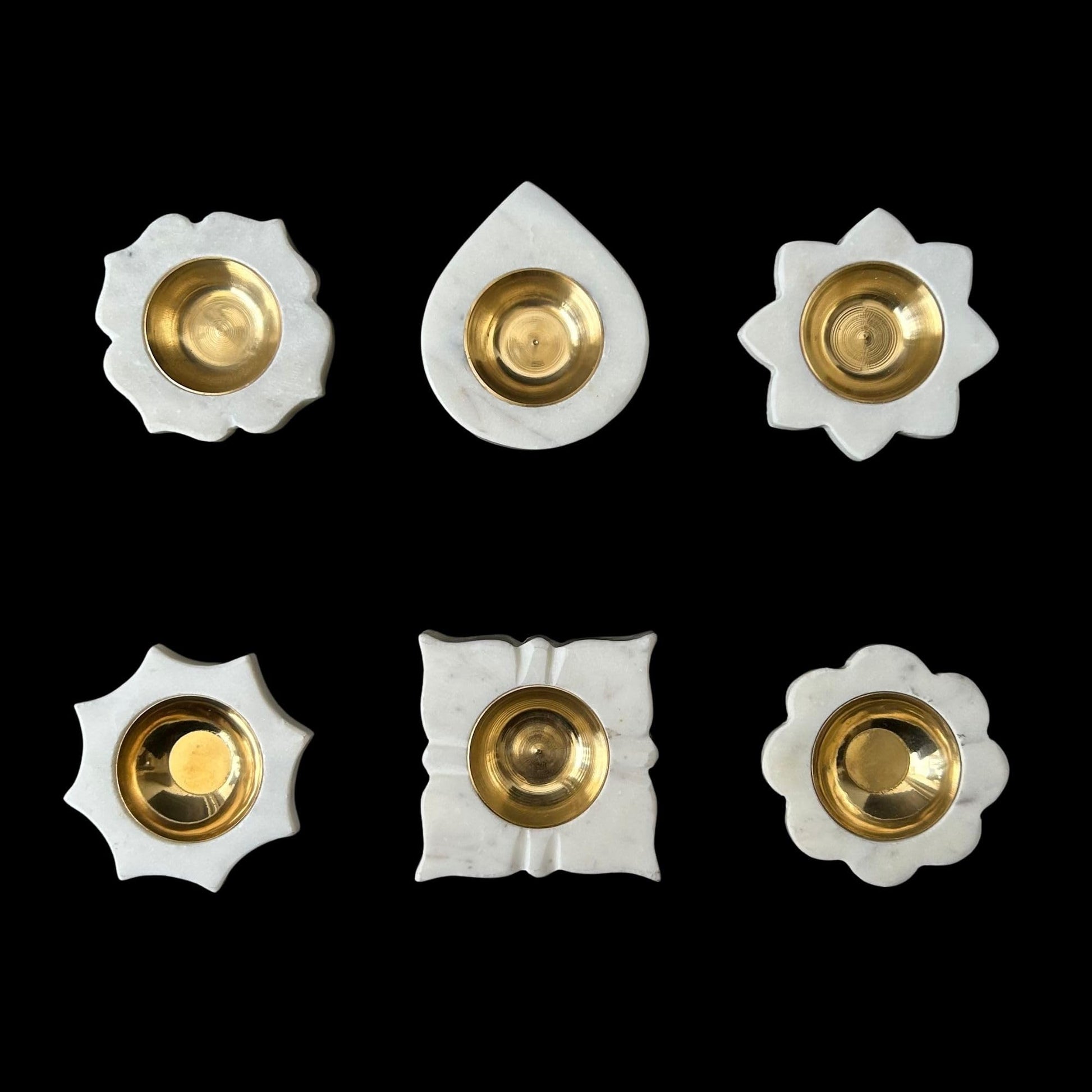 BRAUN HOMES Handcrafted Marble and Brass Diya for Diwali Gifting | Pooja Diya for Home Mandir Temple & Festival Diwali Decor 
