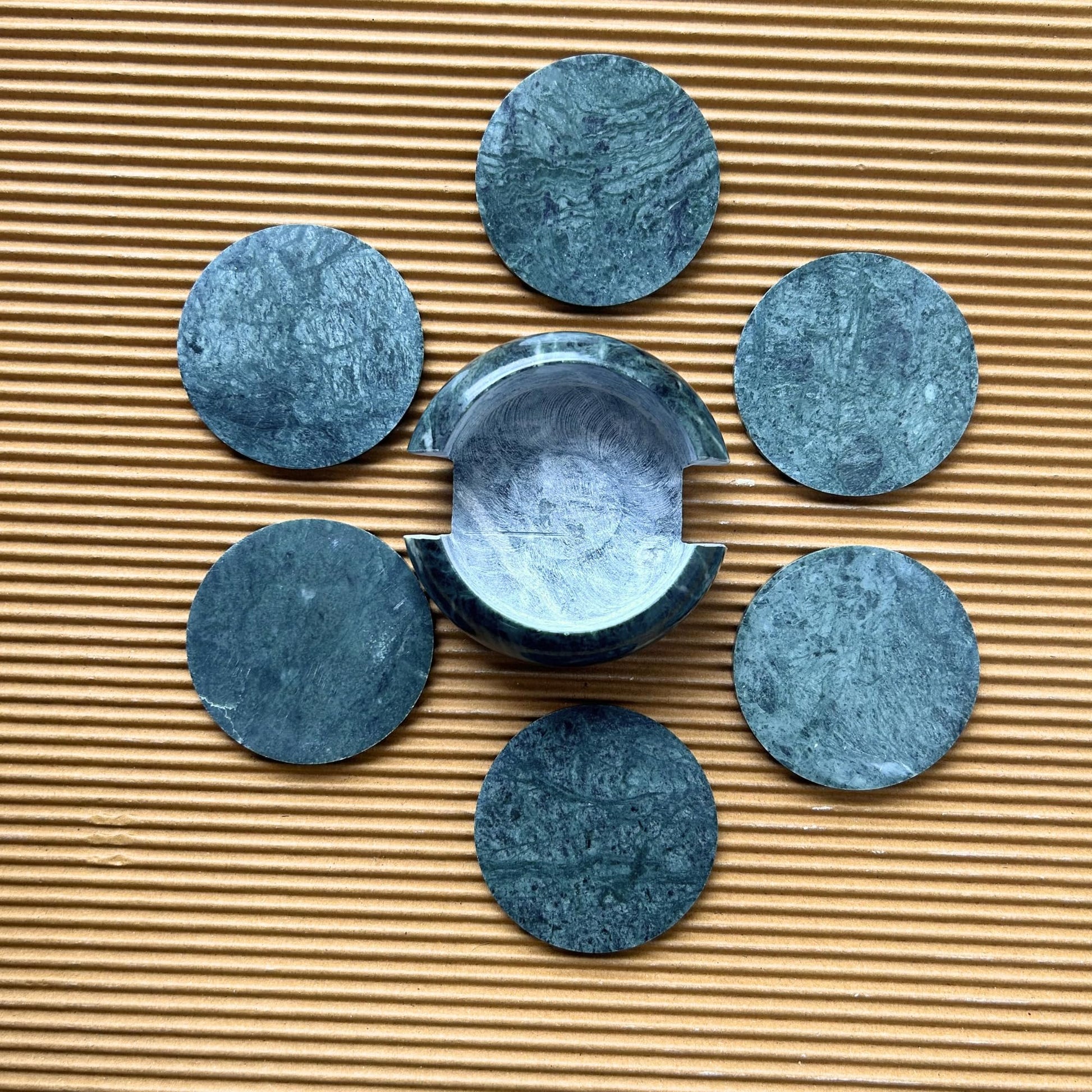 braun HOMES Marble Coaster Set of 6 with Stand, Natural Stone Drink Coasters for Dining Table Decor - back view (11)