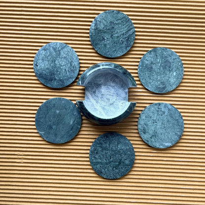 braun HOMES Marble Coaster Set of 6 with Stand, Natural Stone Drink Coasters for Dining Table Decor - back view (11)