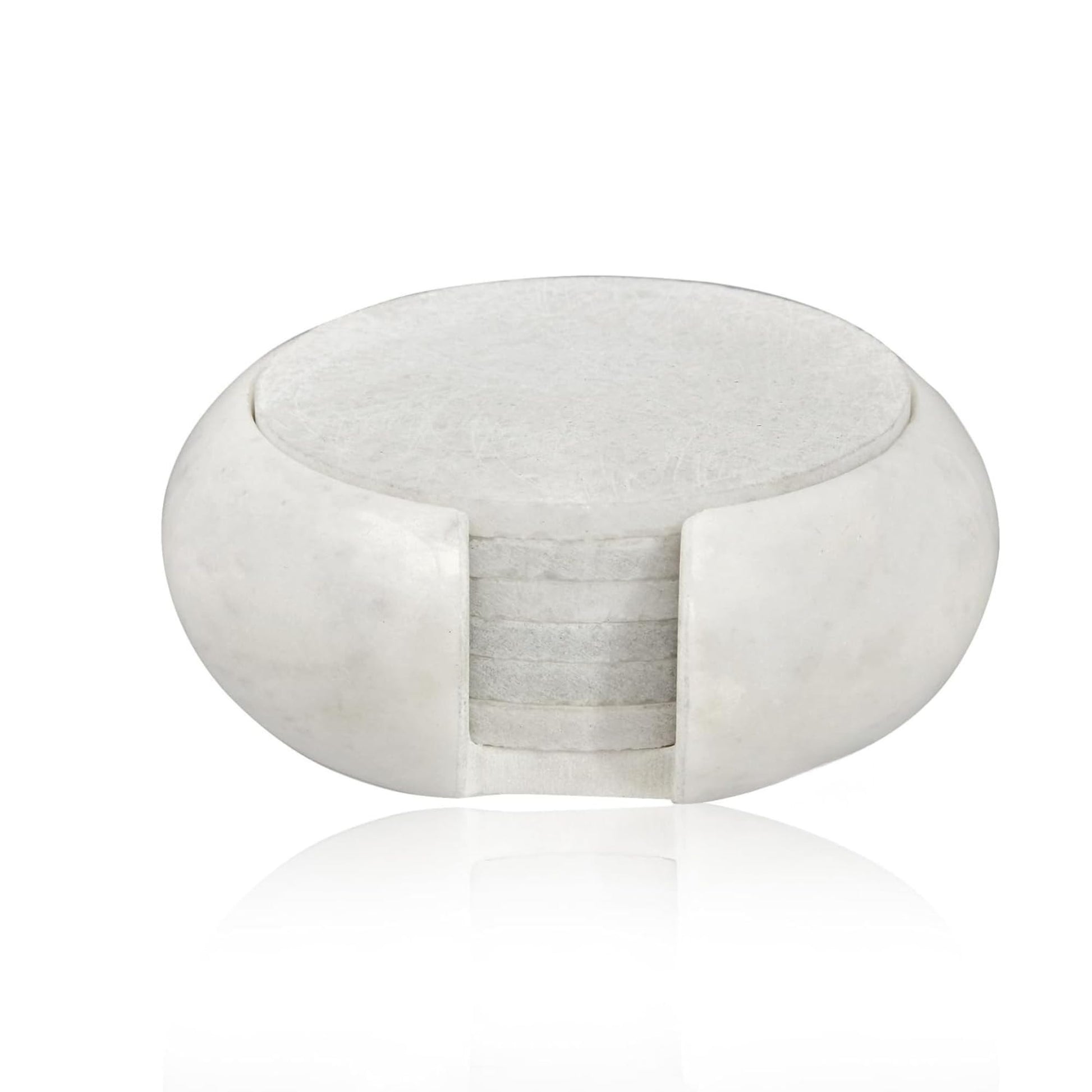 braun HOMES Marble Coaster Set of 6 with Stand, Natural Stone Drink Coasters for Dining Table Decor - label detail (17)