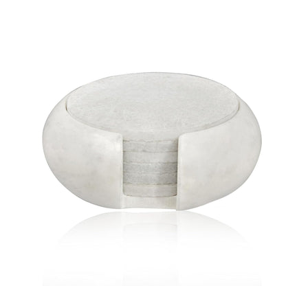 braun HOMES Marble Coaster Set of 6 with Stand, Natural Stone Drink Coasters for Dining Table Decor - label detail (17)