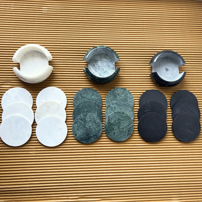 braun HOMES Marble Coaster Set of 6 with Stand, Natural Stone Drink Coasters for Dining Table Decor - packaging