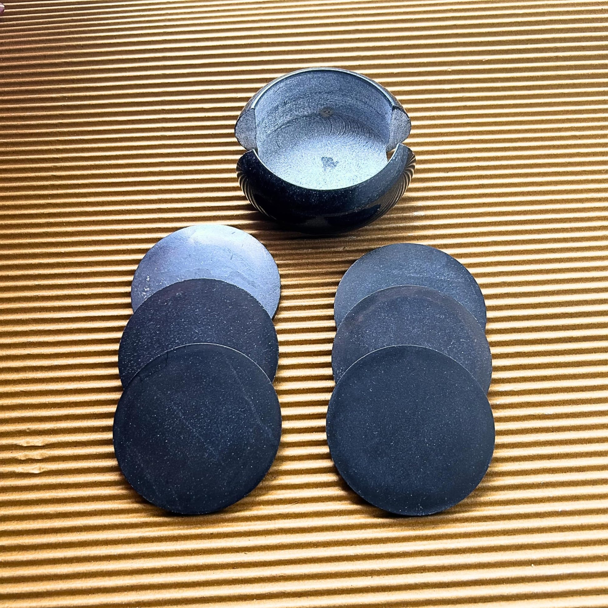 braun HOMES Marble Coaster Set of 6 with Stand, Natural Stone Drink Coasters for Dining Table Decor - label detail