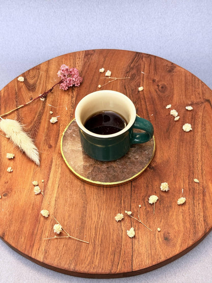 braun HOMES Natural Agate Stone Coasters Set of 2 - Round Drink Coasters with Gold Edges for Home Office - packaging (13)