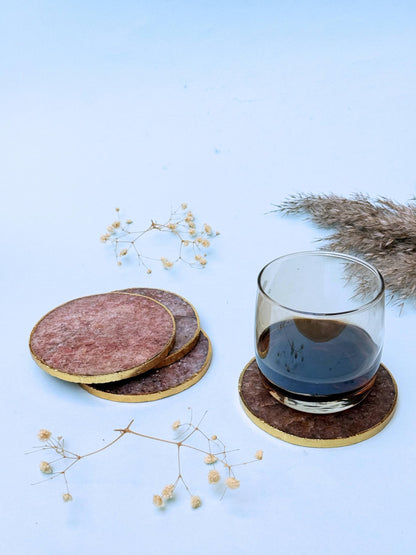 braun HOMES Natural Agate Stone Coasters Set of 2 - Round Drink Coasters with Gold Edges for Home Office - label detail (14)
