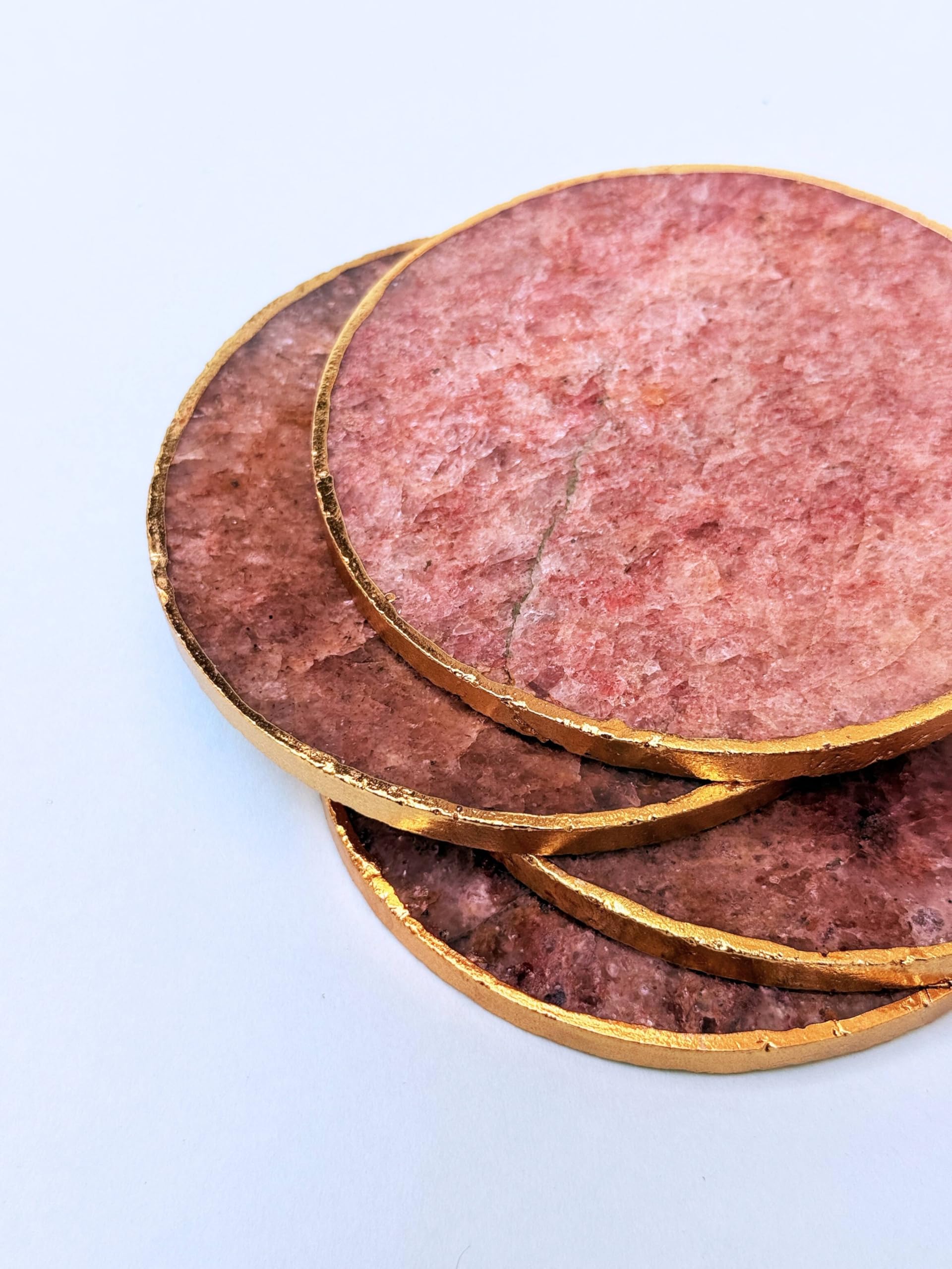 braun HOMES Natural Agate Stone Coasters Set of 2 - Round Drink Coasters with Gold Edges for Home Office - ingredients panel 