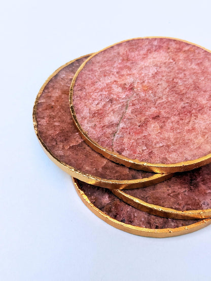 braun HOMES Natural Agate Stone Coasters Set of 2 - Round Drink Coasters with Gold Edges for Home Office - ingredients panel 