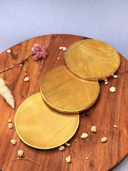 braun HOMES Natural Agate Stone Coasters Set of 2 - Round Drink Coasters with Gold Edges for Home Office (17)