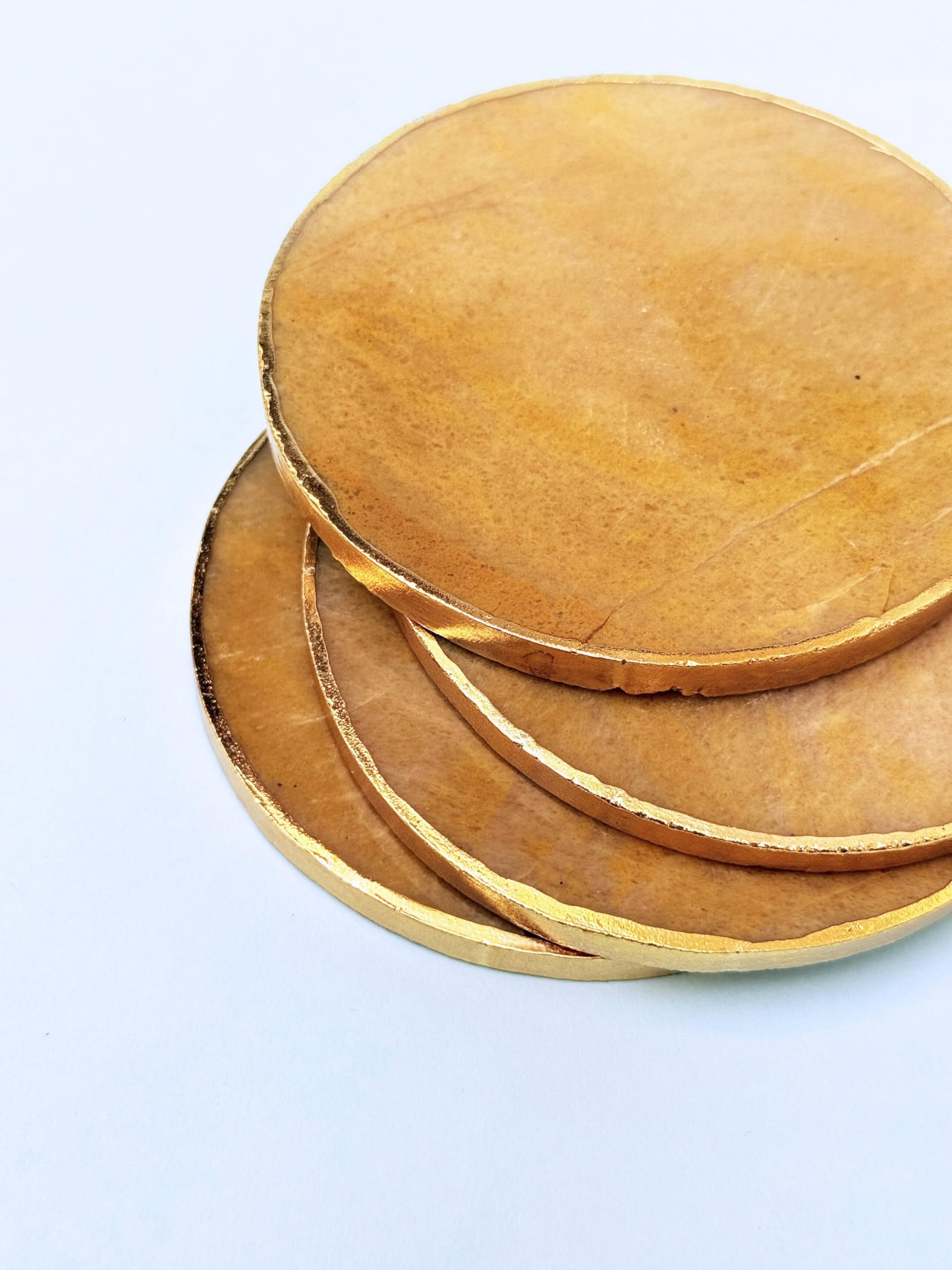braun HOMES Natural Agate Stone Coasters Set of 2 - Round Drink Coasters with Gold Edges for Home Office - ingredients panel 