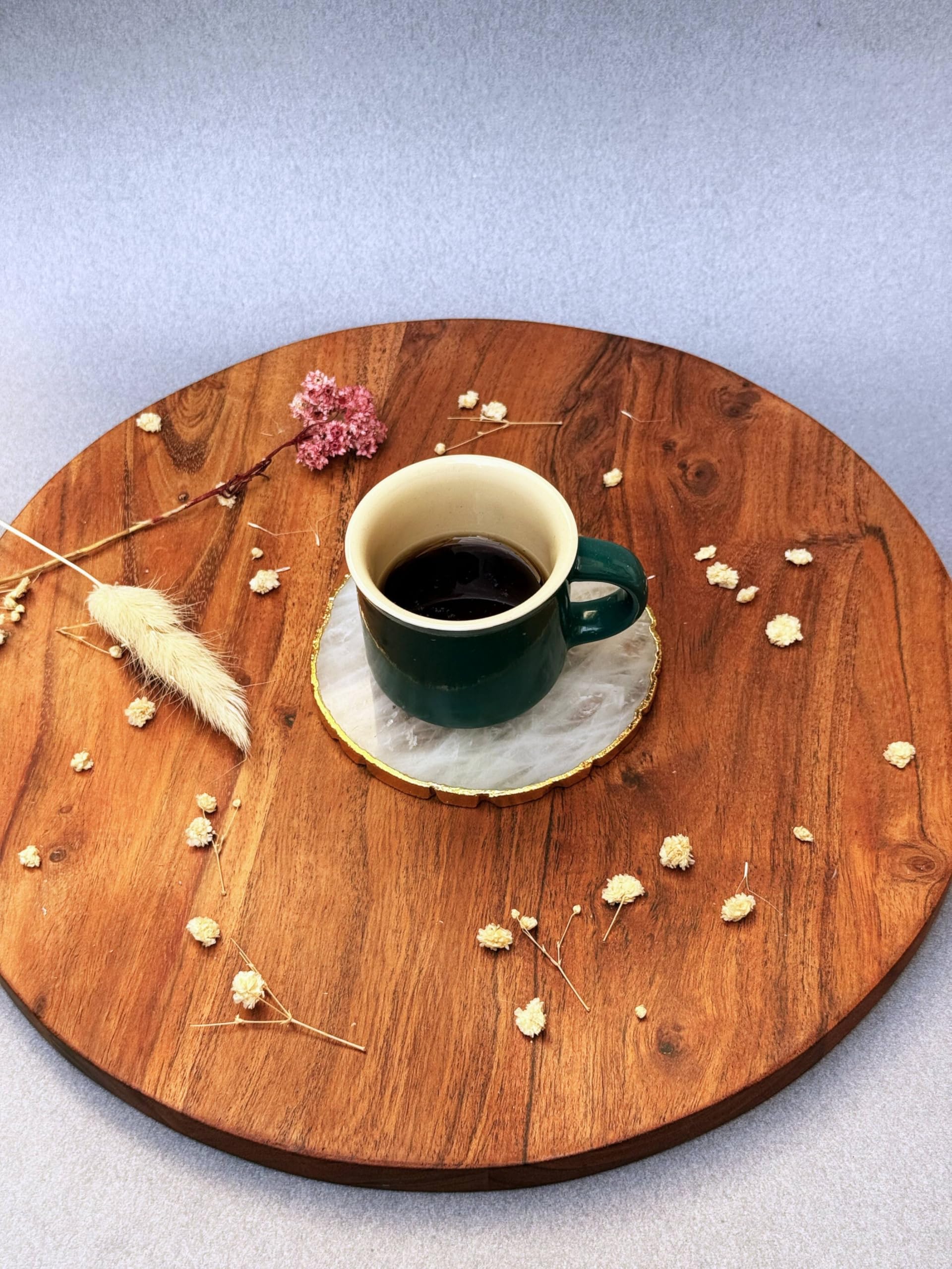 braun HOMES Natural Agate Stone Coasters Set of 2 - Round Drink Coasters with Gold Edges for Home Office - packaging (34)