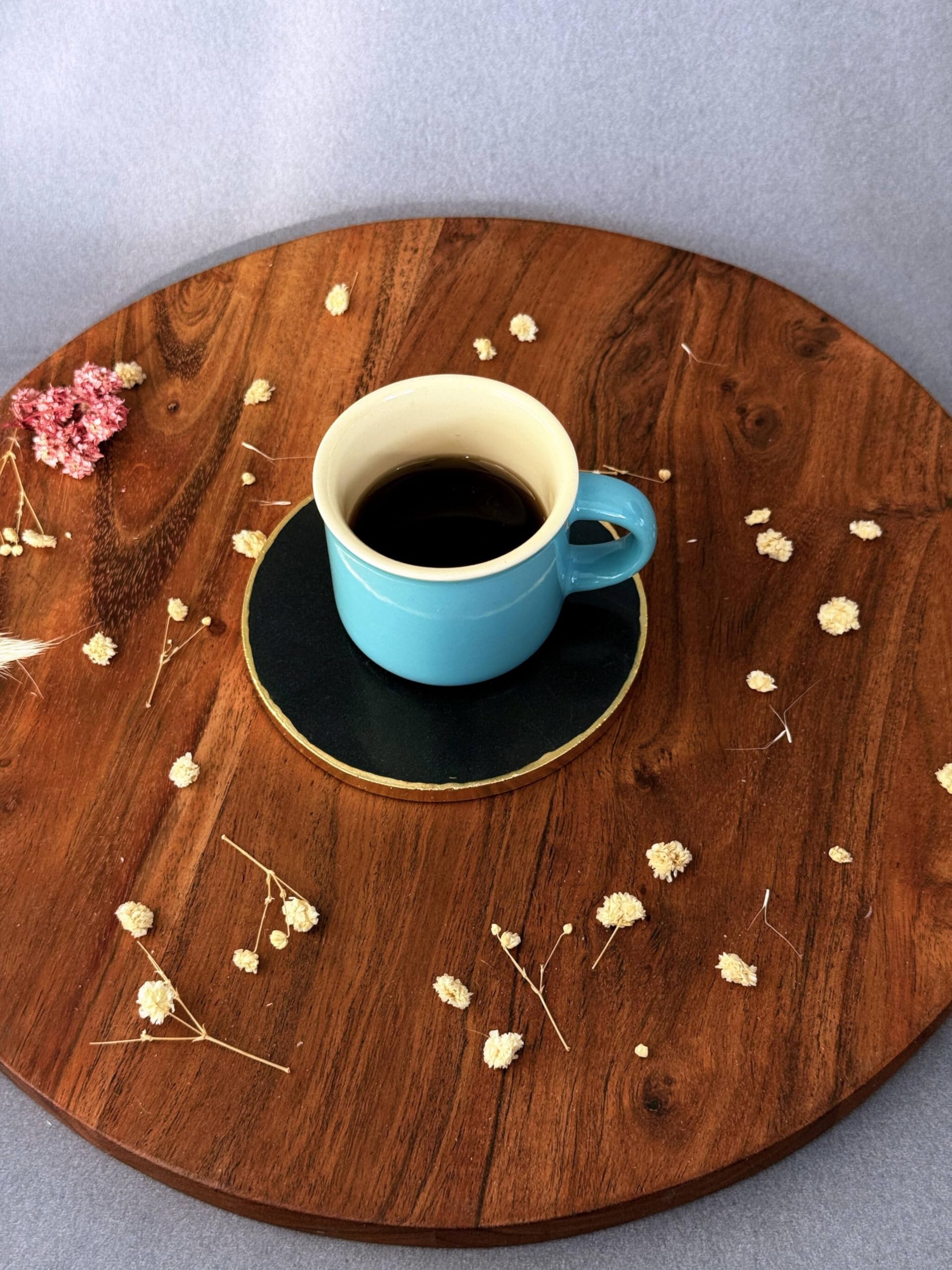 braun HOMES Natural Agate Stone Coasters Set of 2 - Round Drink Coasters with Gold Edges for Home Office - packaging
