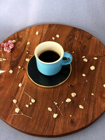 braun HOMES Natural Agate Stone Coasters Set of 2 - Round Drink Coasters with Gold Edges for Home Office - packaging