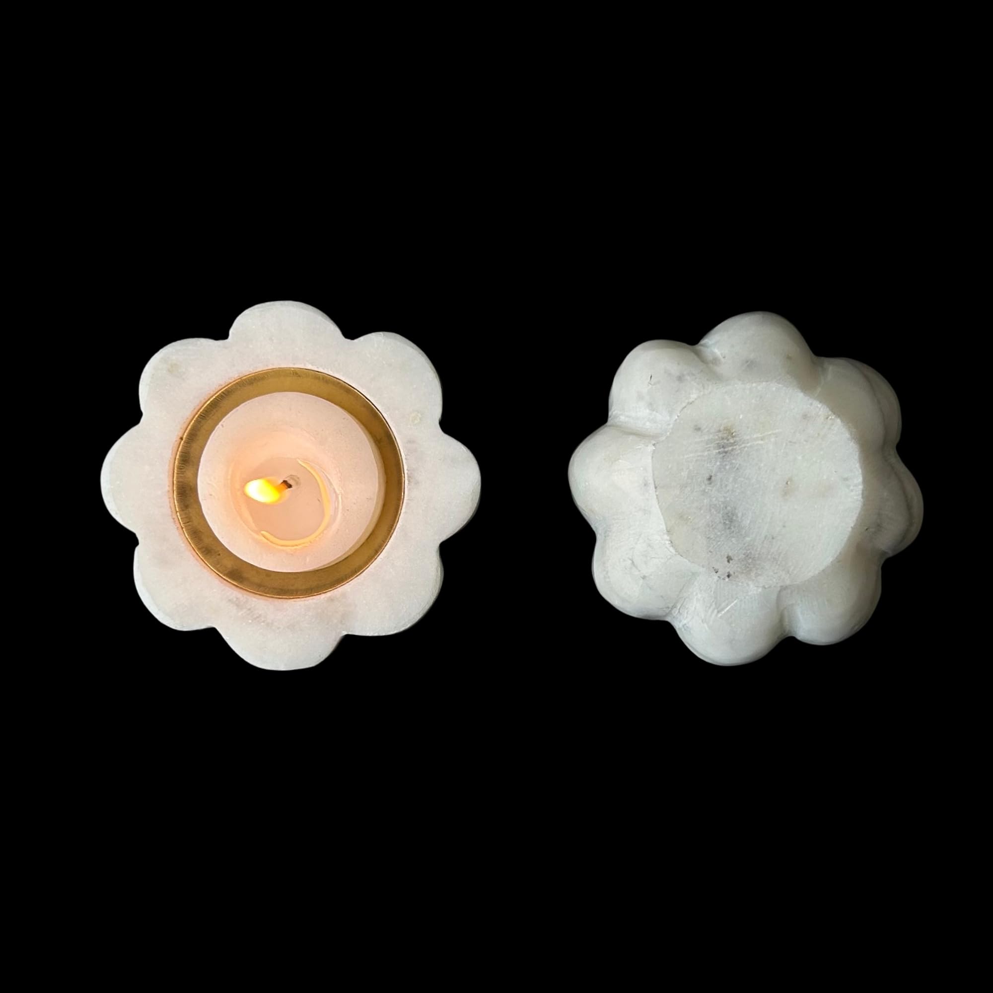 braun HOMES Natural Marble Diya Tea Light Holder, White and Gold, 160g, Tealight Candle Holder for Home Decor - packaging (11