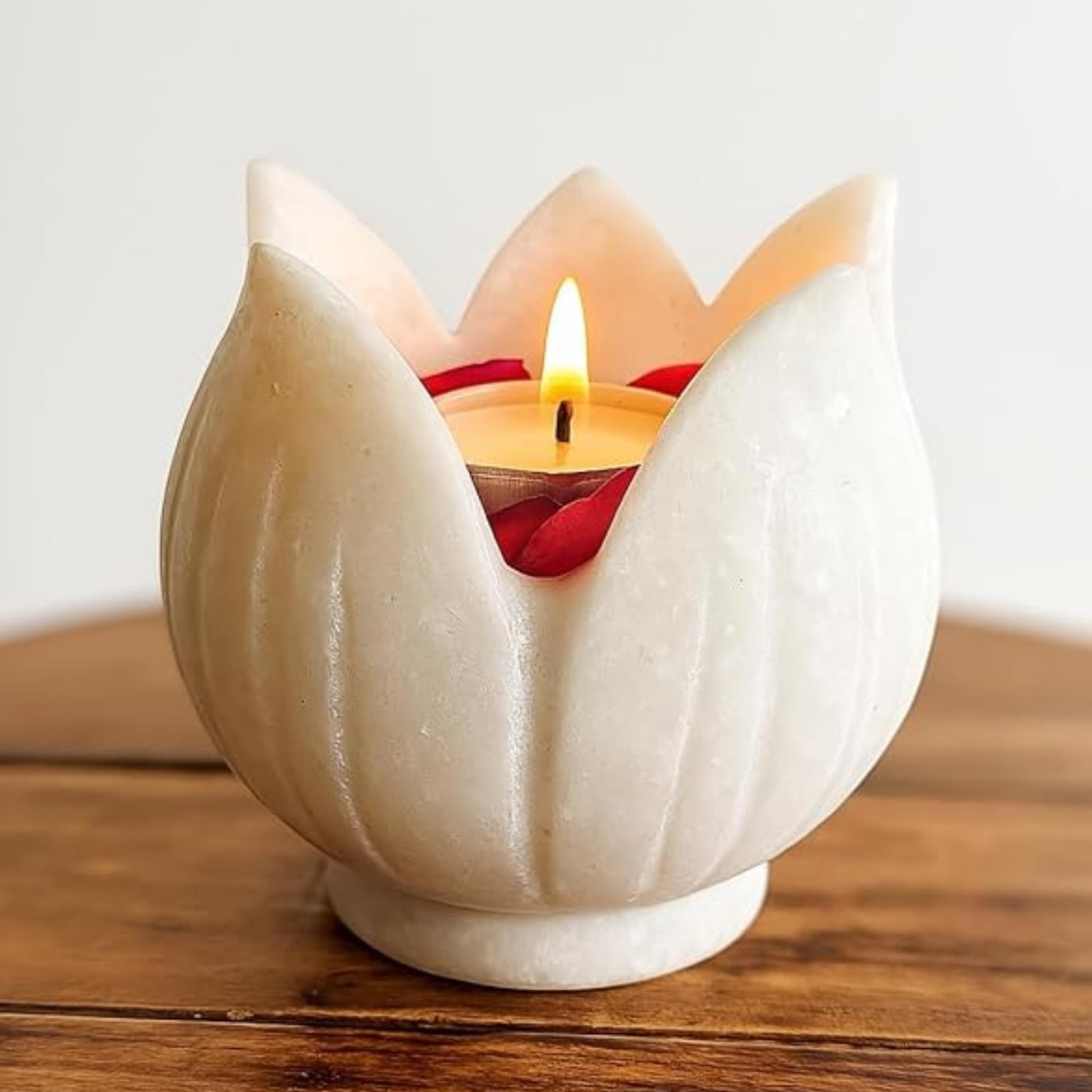 braun HOMES Natural Marble Diya Tea Light Holder, White and Gold, 160g, Tealight Candle Holder for Home Decor (22)