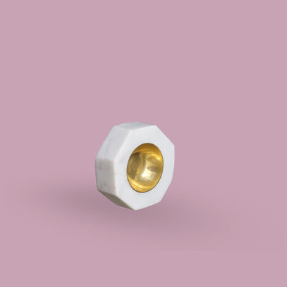 braun HOMES Natural Marble Diya Tea Light Holder, White and Gold, 160g, Tealight Candle Holder for Home Decor (29)