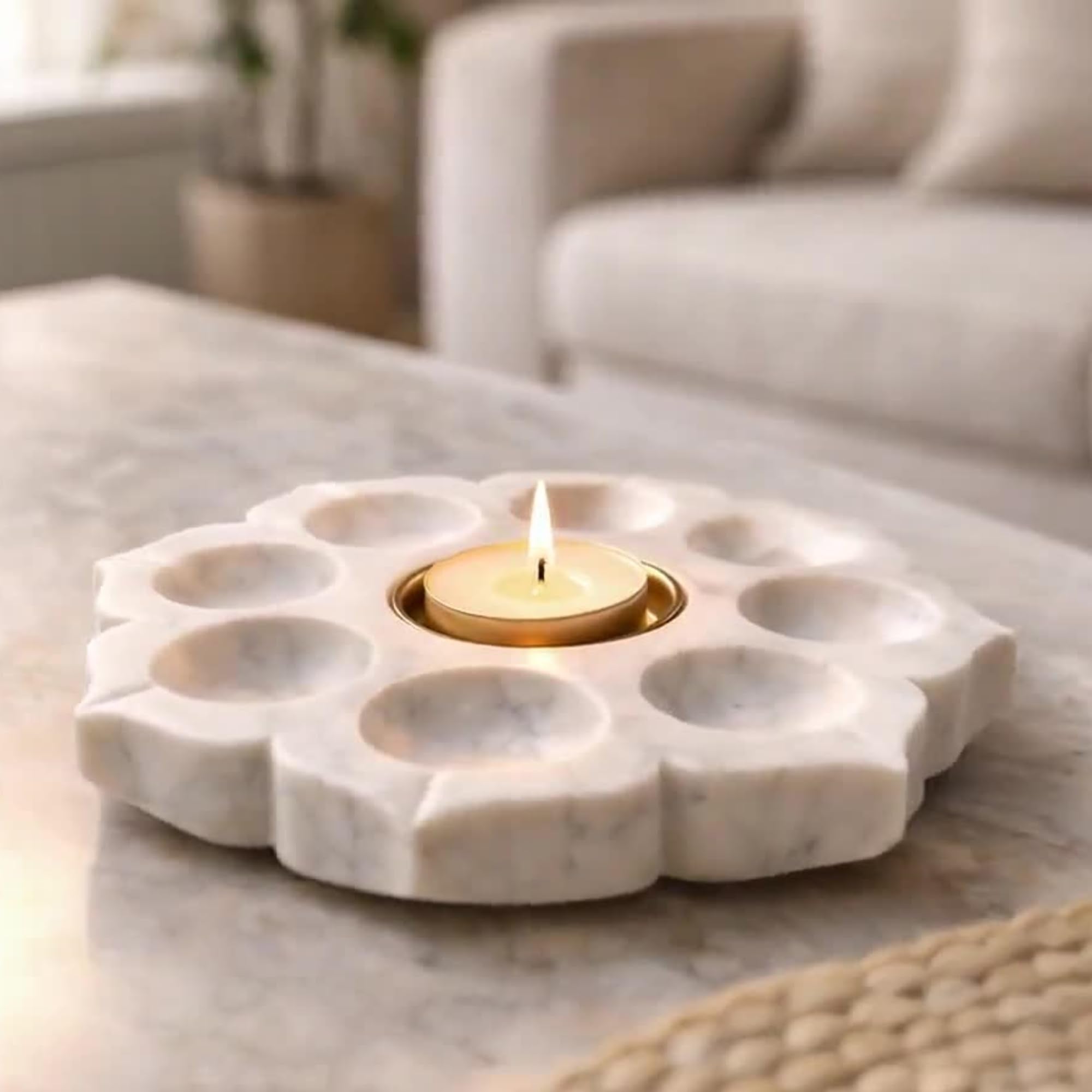 braun HOMES Natural Marble Diya Tea Light Holder, White and Gold, 160g, Tealight Candle Holder for Home Decor - ingredients p