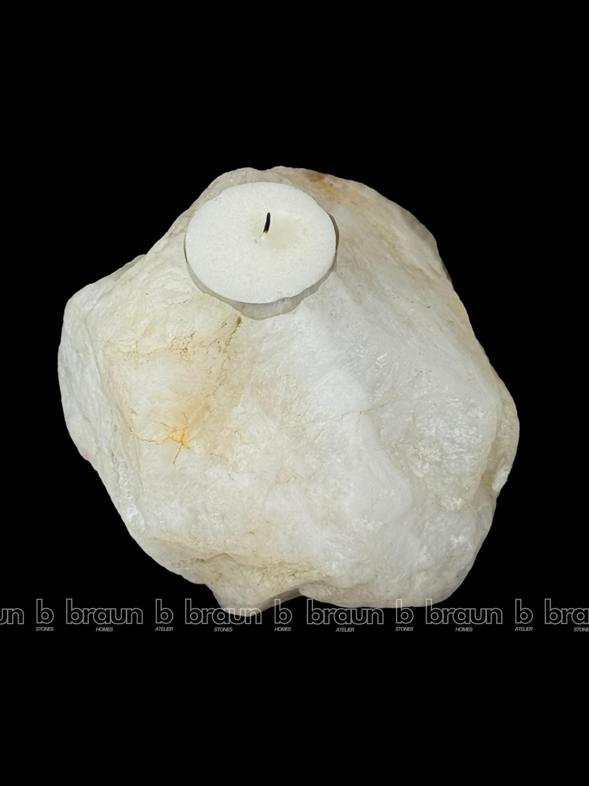 braun HOMES Natural Quartz Tealight Candle Holder, Decorative Table Centerpiece - back view (12)