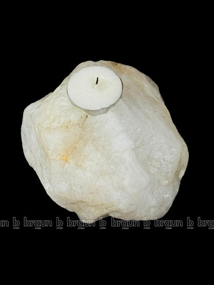 braun HOMES Natural Quartz Tealight Candle Holder, Decorative Table Centerpiece - back view (12)