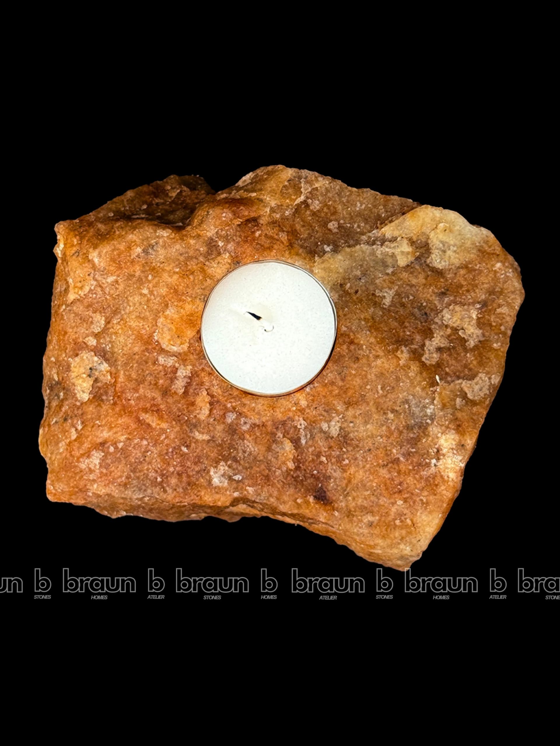 braun HOMES Natural Quartz Tealight Candle Holder, Decorative Table Centerpiece - front view