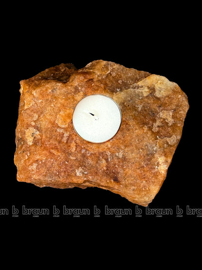 braun HOMES Natural Quartz Tealight Candle Holder, Decorative Table Centerpiece - front view