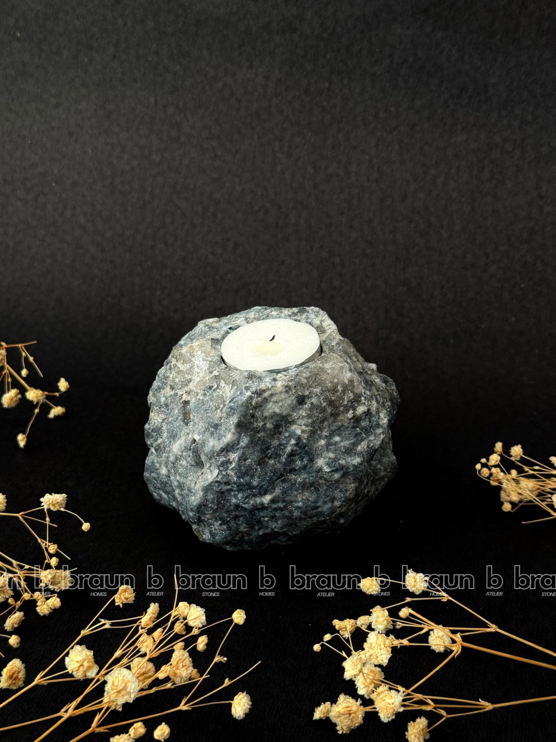 braun HOMES Natural Quartz Tealight Candle Holder, Decorative Table Centerpiece - back view (6)