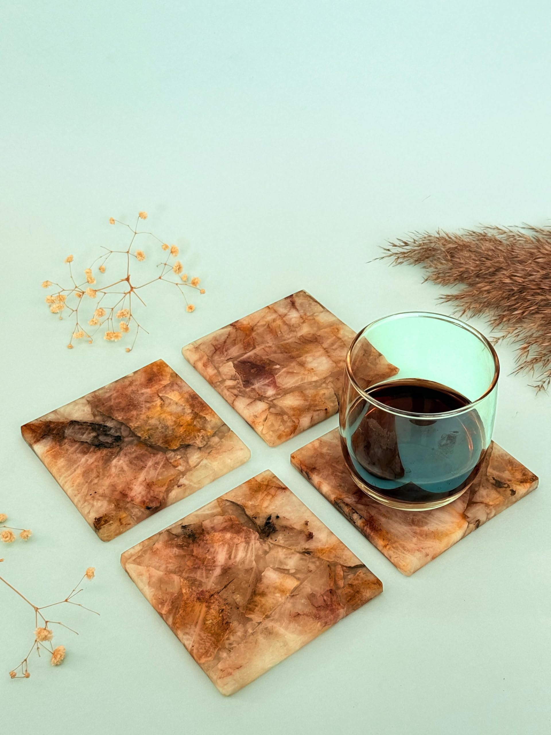 braun HOMES Natural Stone Square Coasters, Set of 2, Drink Coasters for Home and Office - label detail (21)