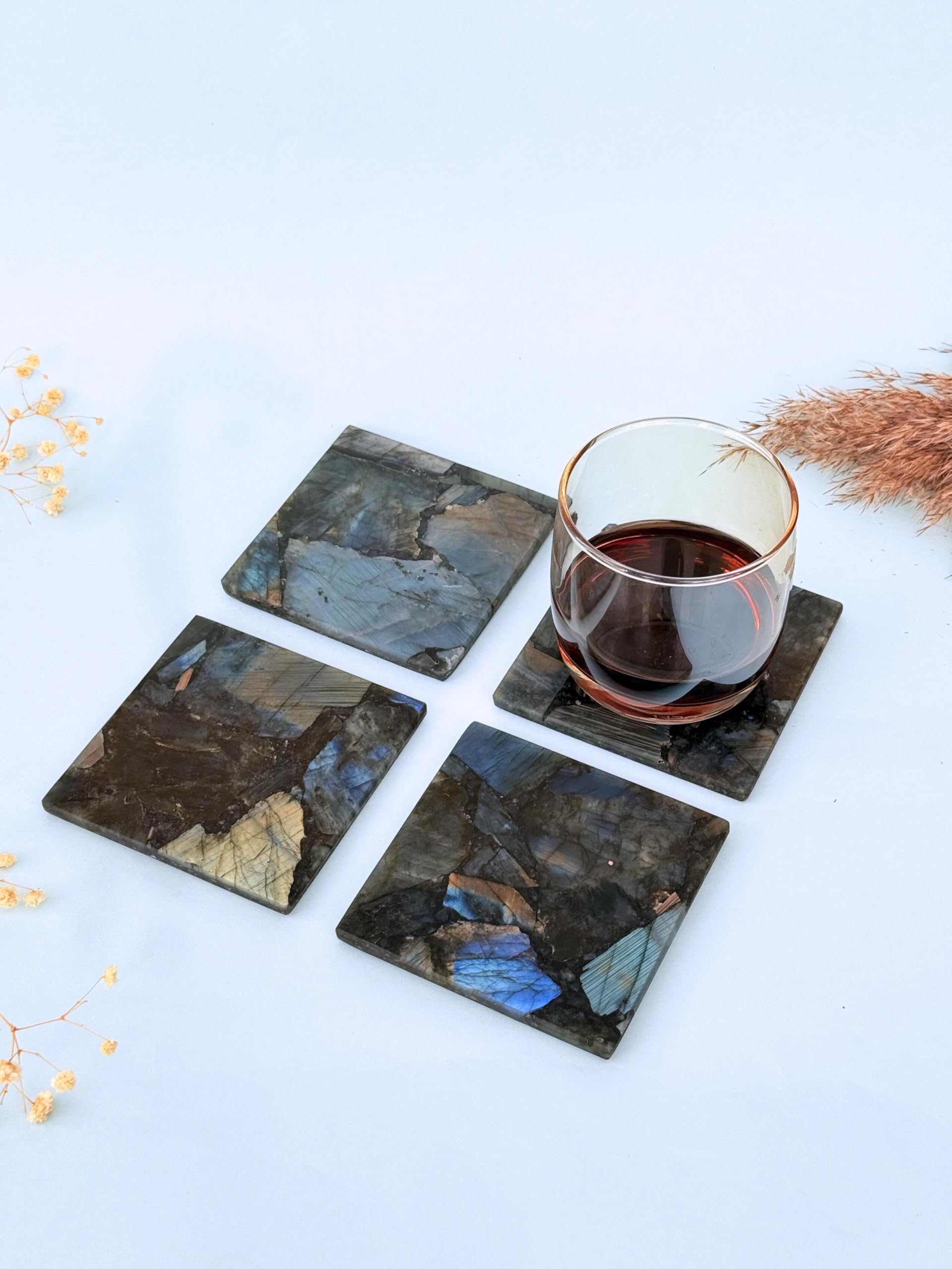 braun HOMES Natural Stone Square Coasters, Set of 2, Drink Coasters for Home and Office - ingredients panel (36)